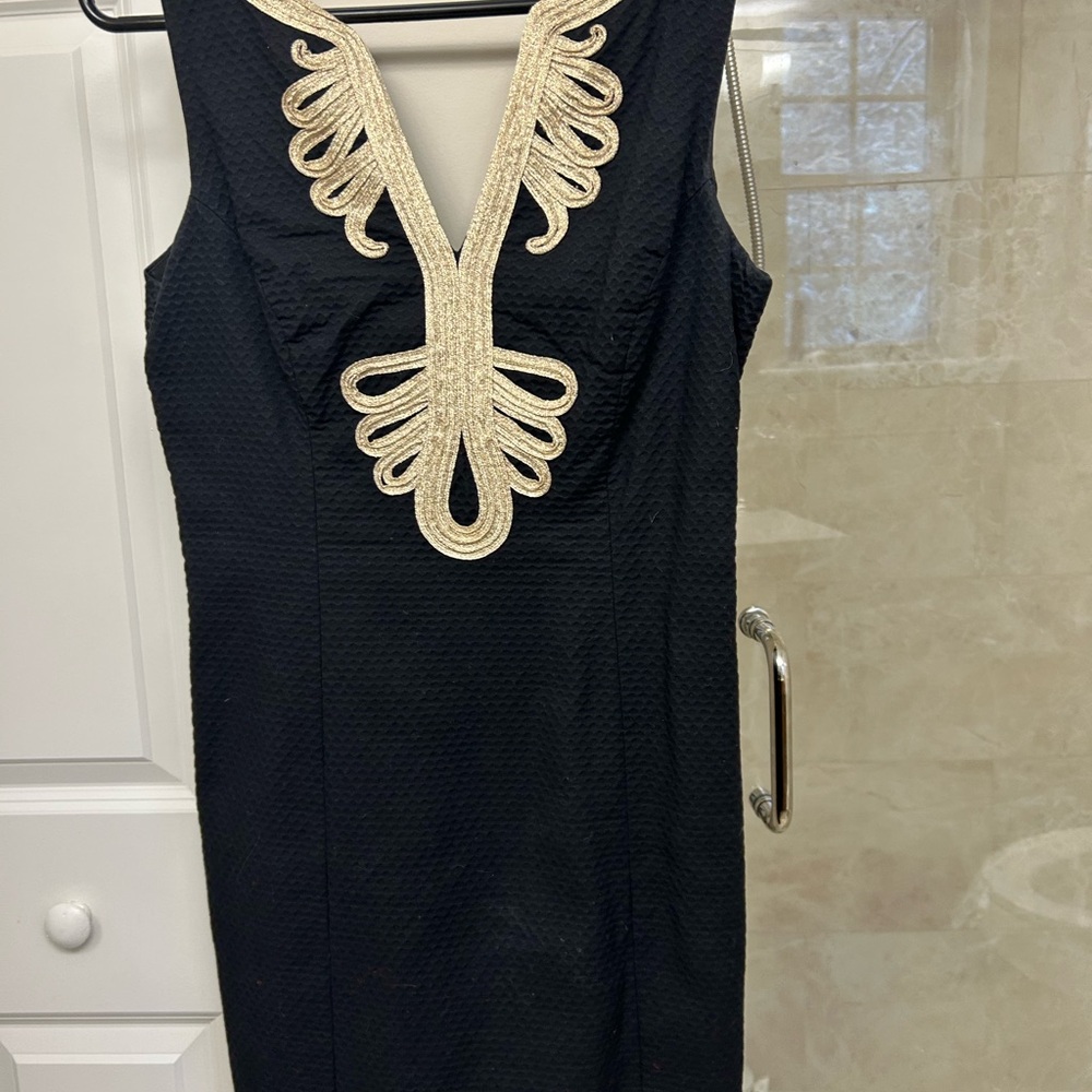 Lilly Pulitzer Black Dress with Gold Trim